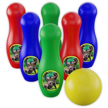 Imagem de Boliche Dinossauros com 6 Pinos e Bola em Plástico Colorido para Crianças GGB Plast