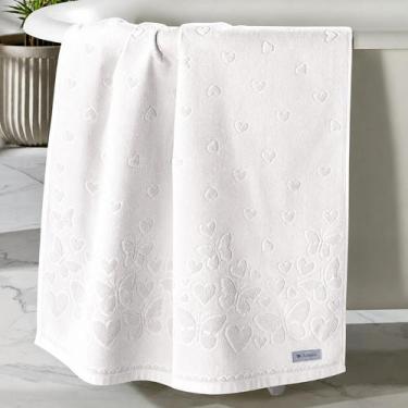 Imagem de Toalha de Rosto Velour Jacquard Döhler Romance Branca - Dohler