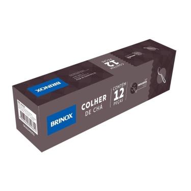 Imagem de Conjunto de Colheres Módena Inox 12 Peças Aço Inoxidável Acabamento Polido com Friso para Dia a Dia Inox Brinox