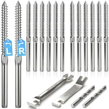 Imagem de Steel DN Mate Parafusos de aço inoxidável T316 com rosca para destros e canhotos para calço de madeira de 1/8 polegada, ferragem de trilho de deck, kit de balaústre de madeira faça-você-mesmo, 50 pares de 100 pacotes