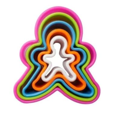 Imagem de Jogo Cortador Boneco De Gengibre Plástico 5 Pçs Biscoito