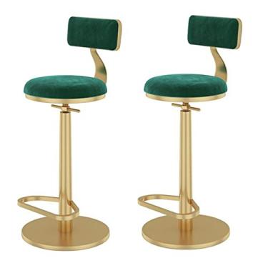 Imagem de Conjunto de 2 Bancos de Barra de Balcão, Barstools Giratórios de Altura Ajustável, Base Redonda de Veludo, Cadeira de Altura do Balcão para a Ilha de Cozinha, Bistrô, Breakfast Restaurante Fezes