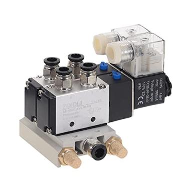 Imagem de 2 vias 4V210-08 pneumático Dc12v dc24v ac110 ac220 Válvula solenóide W Base empurrão no silenciador de conectores YYDFPIIA (Color : 10mm Fittings, Specification : DC 12V)