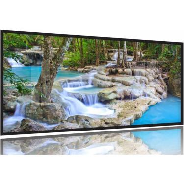 Imagem de Quadro Decorativo Fluxo De Cachoeira Azul 130x60 Moldura Preta 2x2