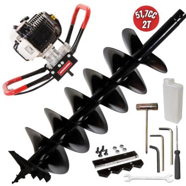 Imagem de Perfurador de Solo Profissional Kawashima ED52EBD á Gasolina 2 Tempos 51,7cc Com Broca Forte e Resistente de 80x20cm Duplo Espiral e Lâmina de Vídia