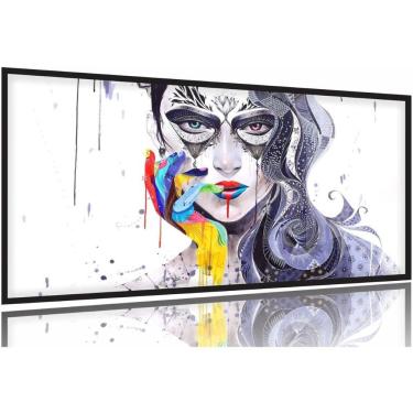 Imagem de Quadro Decorativo Mulher Sala Quarto Moderno 130x60 Moldura Preta 2x2