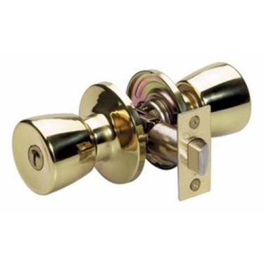 Imagem de Master Lock TUO0303 Maçaneta de porta tulipa com trava, latão polido