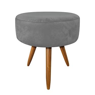 Imagem de Puff Banqueta Redonda Nina Suede Grafite Pés Palito Castanho - Pallazio