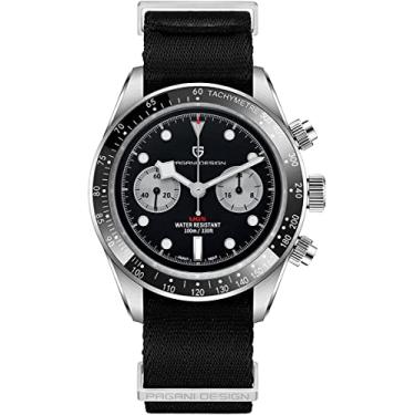 Imagem de Relógio masculino Pagani Design safira esportivo quartzo relógio masculino à prova d'água movimento VK63 moda cronógrafo, 1718 Nylon preto, Relógio de quartzo, cronógrafo