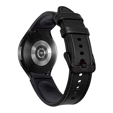 Imagem de Pulseira de Couro Híbrido LTIMPORTS, Compatível com Galaxy Watch 6, Watch6 Classic, Watch 5, Watch5 Pro, Watch 4, Watch4 Classic (Preto)