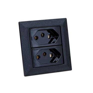 Imagem de Kit Espelho Duplo Chanfrado 2 Tomadas 10A 2 USB 4.9A Preto