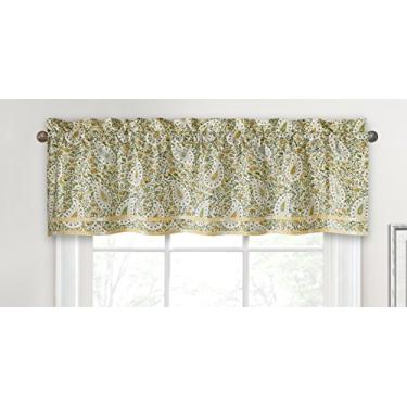 Imagem de WAVERLY Cortina para janelas – Paisley Verveine 132 cm x 40 cm Cortina curta sanefa pequena cortina de janela para banheiro, sala de estar e cozinhas, primavera