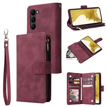 Imagem de Compatible With Samsung Galaxy S23 Plus Wallet Case, High Quality Soft PU Leather Flip Wallet Case, 2 And 1 Multifunctional Zipper Flip Wallet Style Drop-proof Phone Case (Color : Wine red)