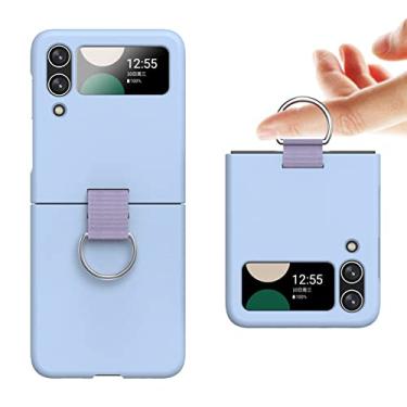 Imagem de Capa dobrável para anel de dedo com proteção contra quedas para Samsung Galaxy Z Flip4 Flip 4 Flip3 Flip 3 Fina capa rígida para PC, azul celeste, para Samsung Z Flip 3