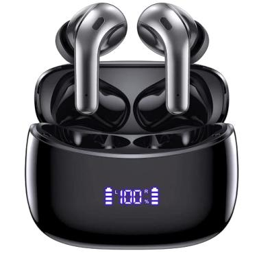 Imagem de Fone de ouvido sem fio TWS com microfone e display de bateria LED compatível tv smartphone computador portátil(X15-Black)