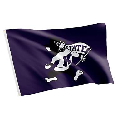 Imagem de Desert Cactus Kansas State University Wildcats K-State EMAW 100% poliéster interior exterior 3 pés x 5 pés bandeira (estilo 2)