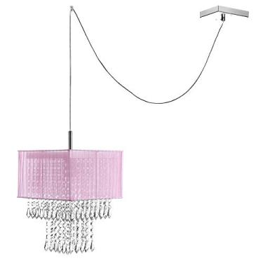 Imagem de Pendente Cupula Cristal Acr Marrycrilic Rosa com Deslocador