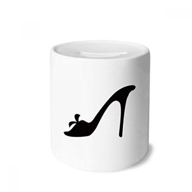 Imagem de DIYthinker Caixa de moedas de cerâmica preta com salto alto padrão de contorno de flor caixa de dinheiro presente de cofrinho