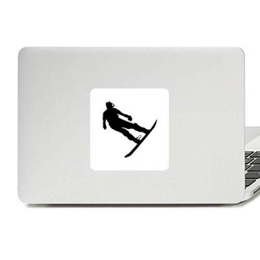 Imagem de Adesivo de vinil para notebook com tabuleiro de esqui e jogador de esqui e decoração de policarbonato