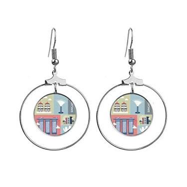 Imagem de Brincos Cingapura arranha-céus famosos pontos pendentes joia círculo gota