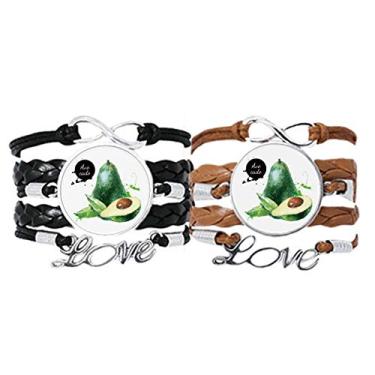 Imagem de DIYthinker Pulseira Auacada Aquarela Frutas Saborosas Saúde Pulseira de Mão Corda de Couro Conjunto Duplo Presente