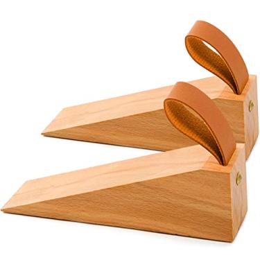 Imagem de Cunha para rolha de porta de madeira, plataforma antiderrapante de madeira maciça grande e resistente, cunha para porta resistente e durável, tampa de porta adequada para costura inferior da porta (0,5 cm - 4,5 cm) 2 peças