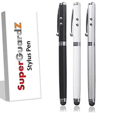 Imagem de SuperGuardZ Caneta Stylus 4 em 1 Universal Touch Screen Stylus + Caneta Esferográfica + Ponteiro + Lanterna LED para Smartphone/Tablets, iPad, iPhone, Samsung, etc. + Bateria Extra