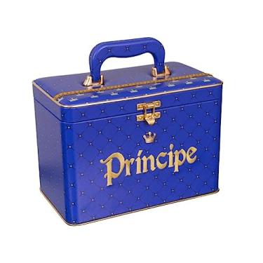 Imagem de Maleta Box LUXO 600 fotos 10x15 com 6 Álbuns Fotográficos PRINCIPE AZUL MARINHO Bebê Bordado