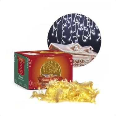 Imagem de Cascata Natal Led Pisca Controle Luzes 8 Modos 10m 400 Leds 110V (Branco Quente)