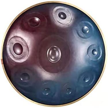 Imagem de Tambor Handpan 22 polegadas 9 notas /10 notas D Tambor de língua de aço menor Tambor de mão Instrumento de percussão de tambor etéreo com suporte de bateria, baquetas, bolsa de tambor para