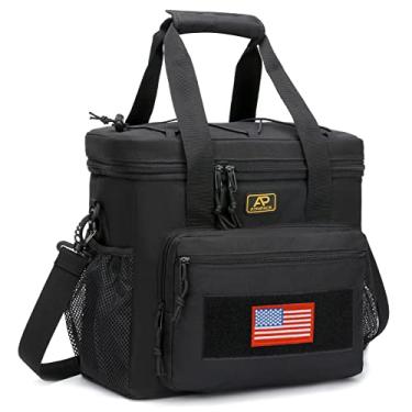 Imagem de Bolsa térmica masculina, lancheira tática com sistema molle, à prova de vazamentos, isolada, grande, feminina, para adultos, com alça de ombro ajustável, durável (preta)