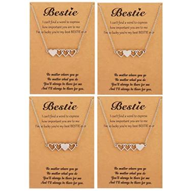 Imagem de HUASAI Colar 2/3/4/5 Bff para meninas, colar moderno para melhor amiga, colares de amizade, colares de irmã combinando com coração para meninas adolescentes para , outro