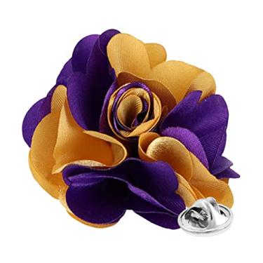 Imagem de Vittorio Vico Broche de lapela de flor premium de dois tons - lapela formal para homens, broche de flor, 2.5" (6.36CM), Poliéster, Não aplicável