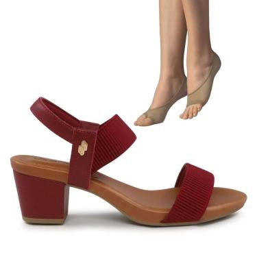 Imagem de Sandália Usaflex Feminina Salto Bloco Y8204+2P de Meias Color Sports Sapatilha Dedinhos