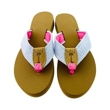 Imagem de Eliza B. Seersucker azul claro com sola de amêndoa, Azul claro, 41