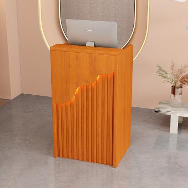 Imagem de Balcão de recepção, balcão de estações, caixa em forma de L, balcão de check-out, balcão, simples e moderno, restaurante, pequena recepção, pequena loja, caixa simples para sala de recepção