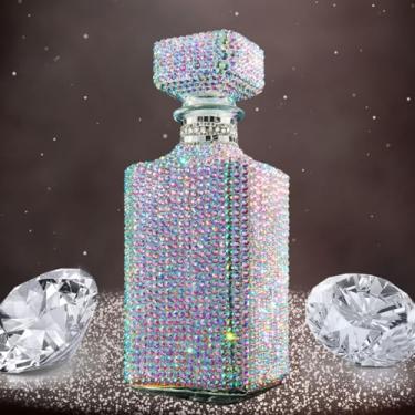 Imagem de Decantador exclusivo de strass de diamante | 730 ml | Luxuoso uísque, tequila, garrafa de vinho - Garrafa de strass de prata deslumbrante para bebidas alcoólicas, bourbon, uísque, vidro grosso durável