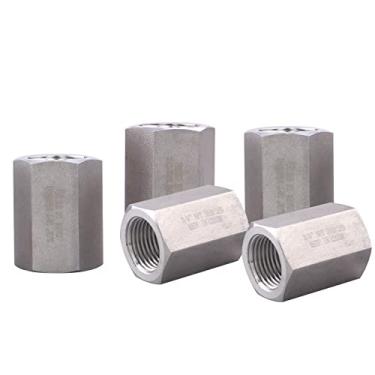 Imagem de DERPIPE Acoplamento hexagonal completo de forjamento de 3/20.3 cm - Encaixe de tubulação de conexão 304 de aço inoxidável, fêmea NPT de 3/20.3 cm x fêmea NPT de 3/20.3 cm (pacote com 5)