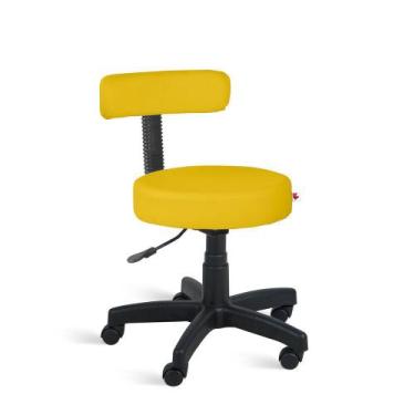Imagem de Cadeira Mocho Giratória Revestimento Sintético Amarelo - Shopcadeiras