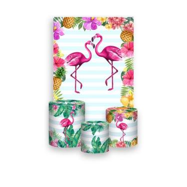 Imagem de Painel De Festa Vertical 1,50 x 2,20 + Trio De Capas Cilindro - Flamin
