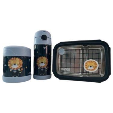Imagem de Kit Garrafa Pote Térmico Bento Box Luke Infantil Aço Inoxidável Clingo