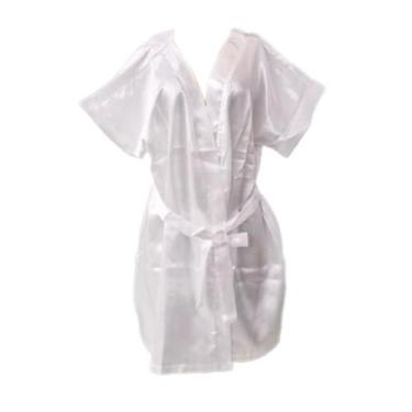 Imagem de Robe Hobby Cetim Seda Noiva Casamento Madrinha Manga Curta Tamanho Uni