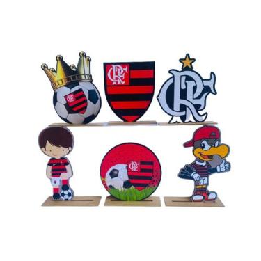 Imagem de Kit Display de Mesa 6 Peças Para Festa Flamenguinho MDF - Juju Brasil