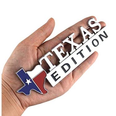 Imagem de 1 x adesivo de porta lateral para para-lama com emblema de bandeira de estrela; edição TEXAS cromada de metal