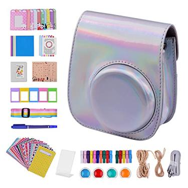 Imagem de Kit de conjunto de acessórios para camera instantanea 12 em 1 compatível com Fujifilm Instax Mini 11 incluindo bolsa para camera/al?a para camera/álbum de fotos/clipes de fotos/porta-retra/453(Prata)