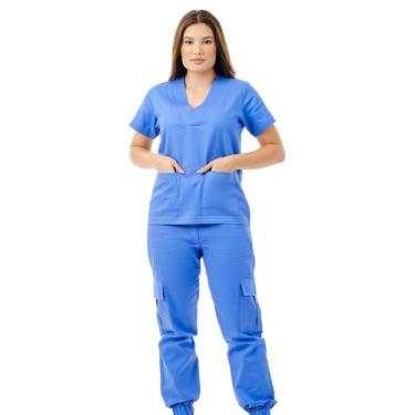 Imagem de Conjunto Scrub Básico Feminino - Bernice, Azul, XG