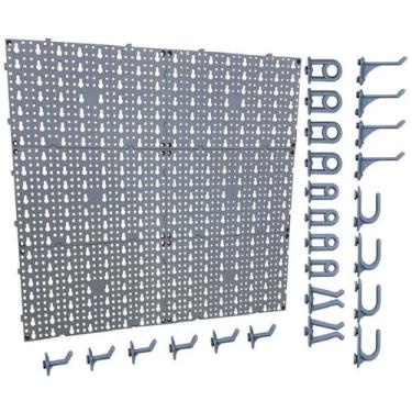Imagem de Painel Plástico Porta Ferramentas Completo Com Ganchos -  Cinza Pegboa