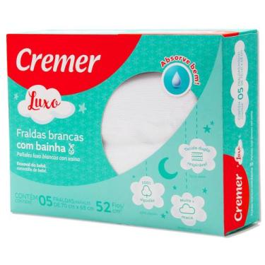 Imagem de Caixa Com 5 Fralda De Pano Luxo 68x70cm Com Bainha - Cremer - Dugu