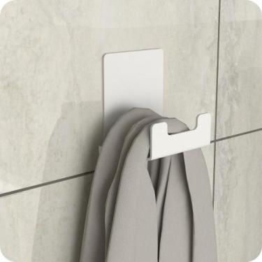 Imagem de Gancho de Parede Adesivo Toalha Cabide Banheiro Branco ELG - HomeDecor