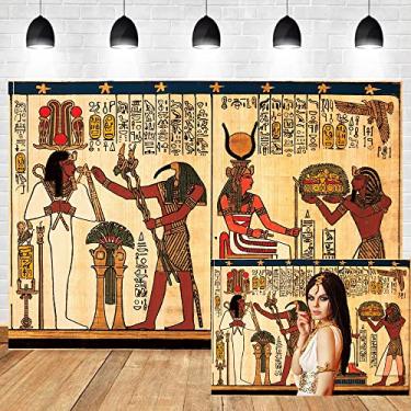 Imagem de OERJU Pano de fundo de pergaminho egípcio antigo de 3 x 2,4 m, mural egípcio para fotografia de fundo de faraós do Egito, história tribal, cenário de parede, retratos de fotos, decoração de festa do